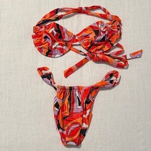 Vibrant Orange and Red Bikini Set